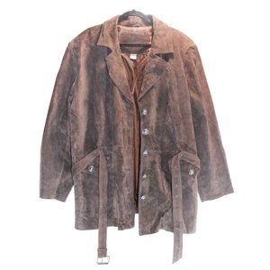 Jacqueline Ferrar Med Brown suede leather Jacket size 2X